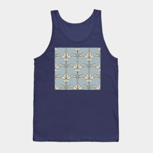 Light Blue Dragonflies and Flowers Tank Top